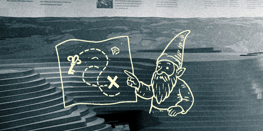 Eine Illustration zeigt den Albtroll mit einer Karte, auf der der Schatz markiert ist.